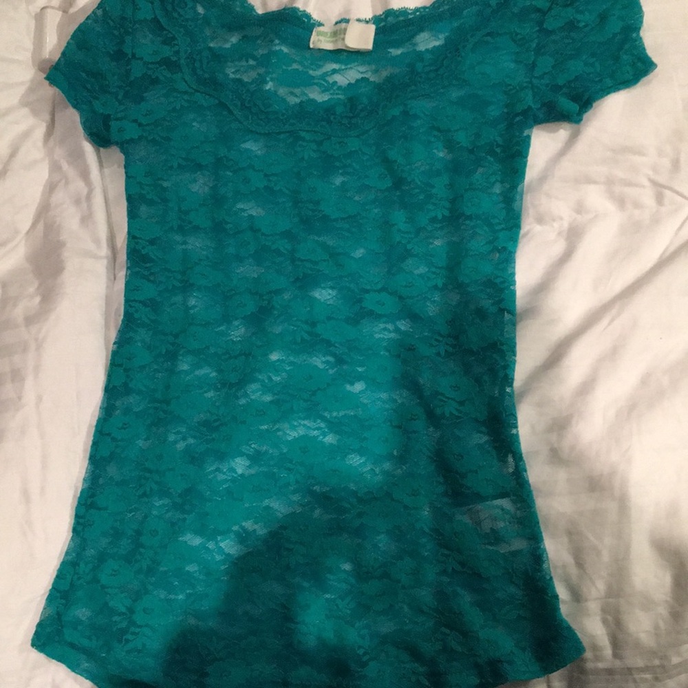 Blue flower lace top